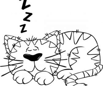 Gatto Fumetto Dorme Contorno ClipArt