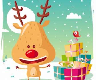 Dibujos Animados Navidad Elk Vector Illustration