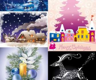 Cartoon Christmas Ornaments Vektor Hintergrund