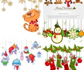 Cartoon Christmas Ornaments Vector