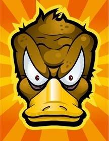 Cartoon Duck With Radiant Background Vector