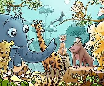 Cartone Animato Foresta Animali Psd A Strati