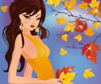 Cartoon Four Seasons Beauty Vector
