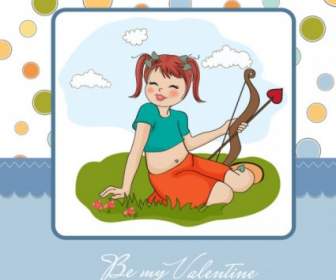 Cartoon Girl Card Vector