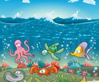 Kartun Hewan Laut Vector