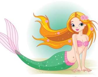 Vector De Dibujos Animados Sirena