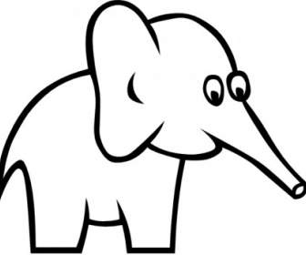 Kartun Garis Besar Gajah Clip Art