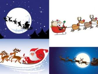 Cartone Animato Babbo Natale E Il Vettore Di Alce