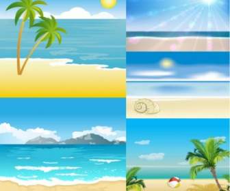 Cartoon Seaside Landscape Vector