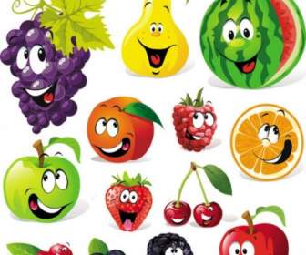 Cartoon The Fruit Facial Expressions Vector