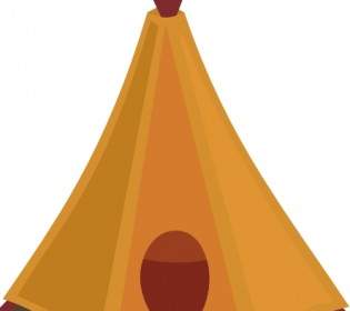 Cartoon Tipi Tent With Red Flag Clip Art