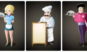 Vettore Cameriere Cartoon