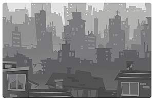 Cartoonstyle City Silhouette Vector