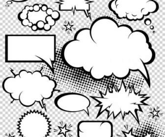 Cartoonstyle 蘑菇雲對話方塊向量