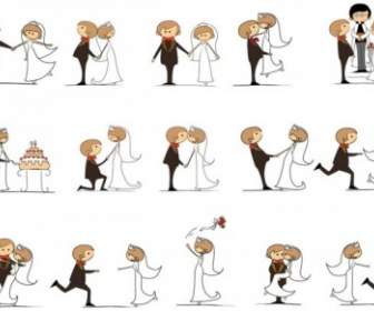 Cartoonstyle свадьба элементы вектора