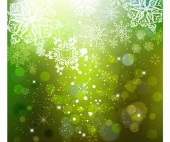 Cascading Snowflakes On Green Background