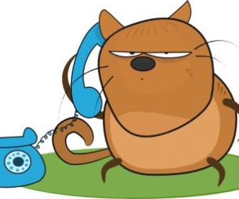 القط يتحدث في الهاتف قصاصة فنية