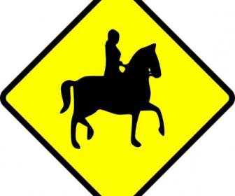 Vorsicht Pferd Ridder überqueren ClipArt