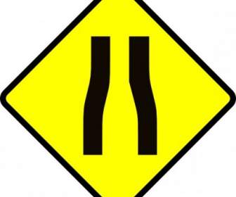 Caution Road Narrows Clip Art