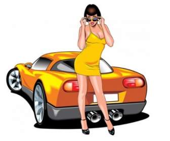Charming And Car Vector