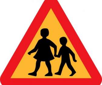 Child And Parent Crossing Road Sign Clip Art