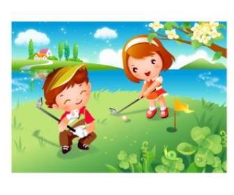 Los Niños Clip Art De Golf