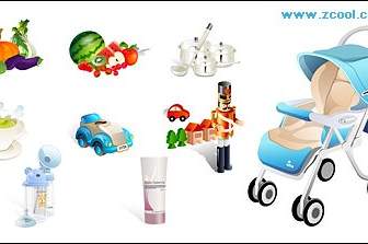 子供の商品や果物や野菜のアイコン ベクトル材料