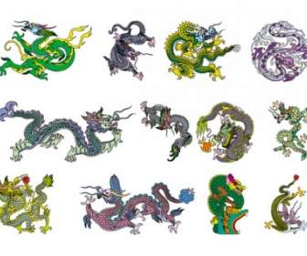 8 つの古典の中国のドラゴン ベクトル