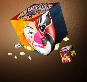 Chinesische Elemente Peking Oper Maske Geschichtet