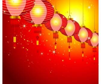 Chinese New Year Background Design With Lanterns