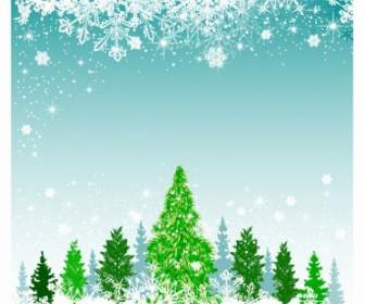 聖誕背景與綠樹