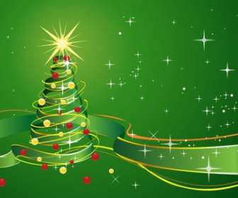 Fondo De Navidad Con La Cinta Verde Y Estrella
