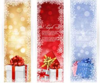 Natal Hadiah Banner Latar Belakang Vektor Grafis