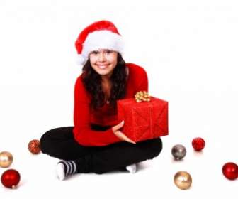 Christmas Girl With Gift
