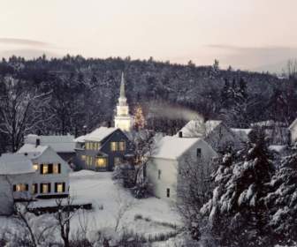 Natal Na Nova Inglaterra Natureza De Inverno Papel De Parede