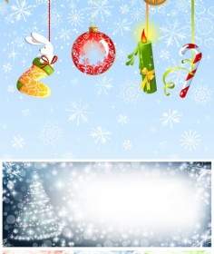 Christmas Ornaments And Background Vector