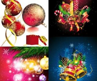 Christmas Ornaments Beautiful Background Vector