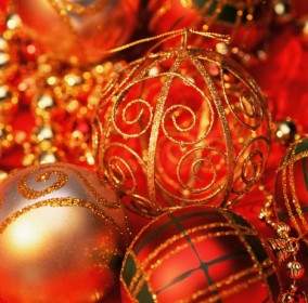 Christmas Red Gold Ball Definition Picture