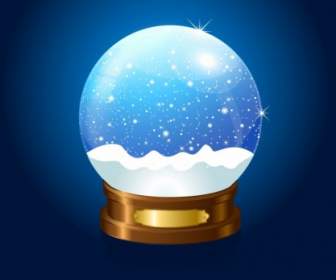 Christmas Snow Globe On Blue Background