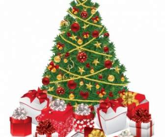 Рождественская елка с подарки векторные иллюстрации