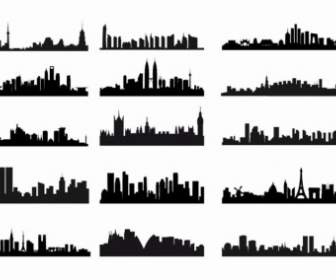 City Skyline Landscape Silhouette Vector Set