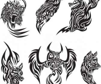 Klasyczne Zwierzęcy Tatuaż Wektor Wzorców