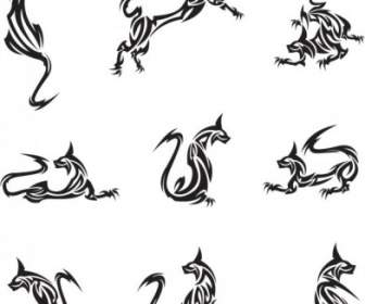 Classic Animal Tattoo Patterns Vector
