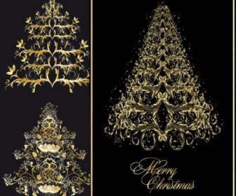古典的な復古クリスマス ツリー パターン ベクトル