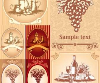 Classic Europeanstyle Wine Bottle Stickers Vector