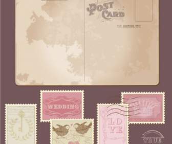 Klassische Postkarten Und Briefmarken-Vektor