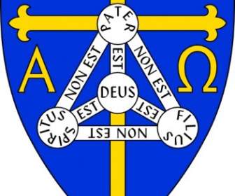 Coat Of Arms Of Anglican Diocese Of Trinidadincludes Christian Symbols Of Cross Alpha And Omega And Shield Of Trinity Clip Art