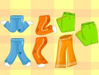 Collection De Pantalons De Dessin Animé De Vecteur