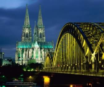 Cologne Cathedral Hohenzollern Bridge Wallpaper Germany World