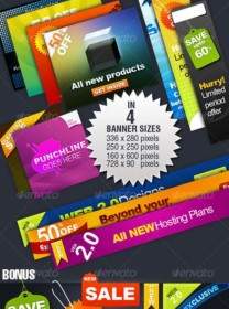 Color Labels And Banner Psd Layered